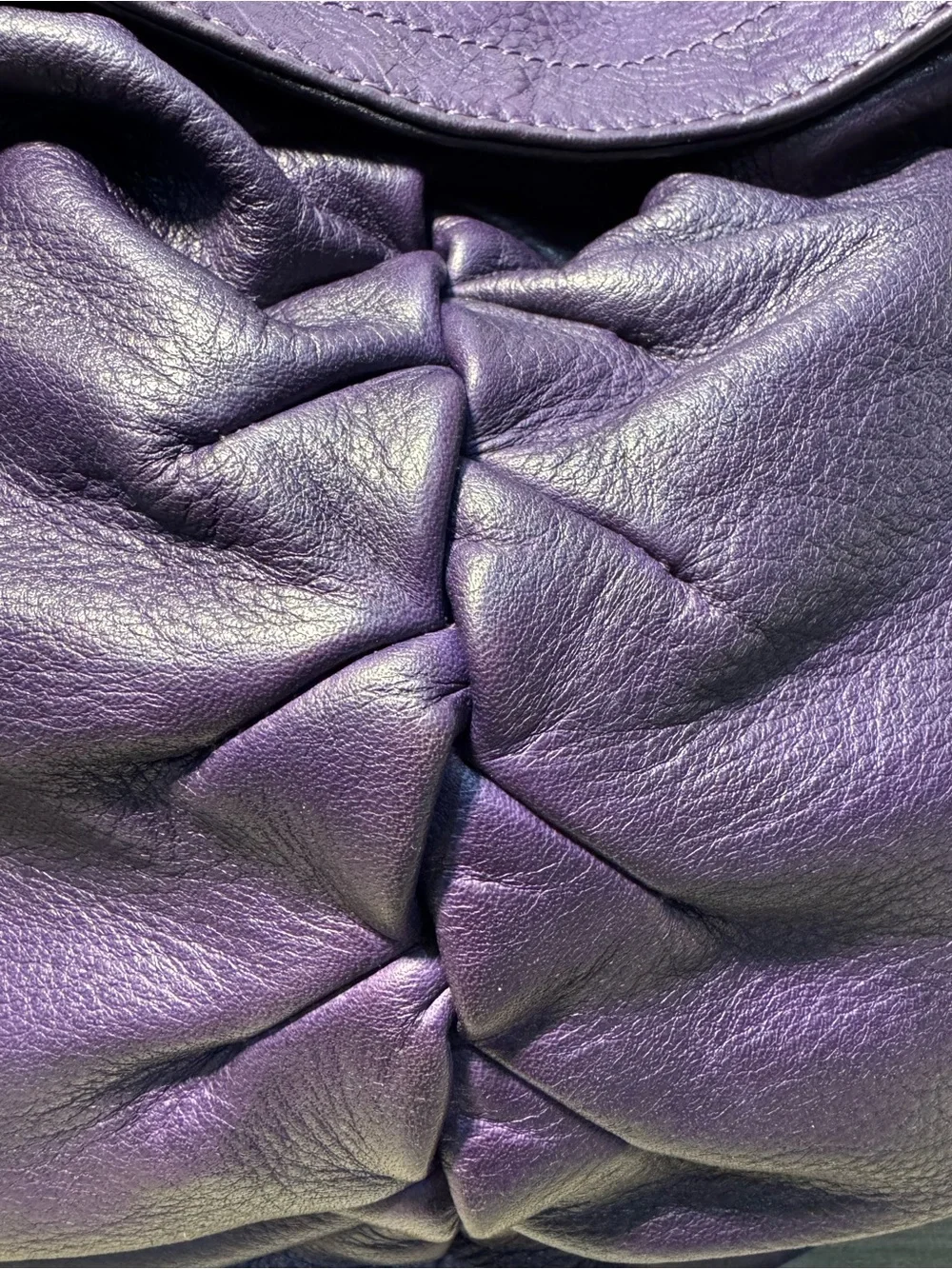 B Makowsky Purple Pebbled Leather Hobo Shoulder Bag Braided Handles Large - Picture 11 of 14